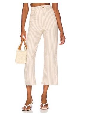 Show Me Your MuMu Cream and Tan Striped High-Rise Wide Leg Pants